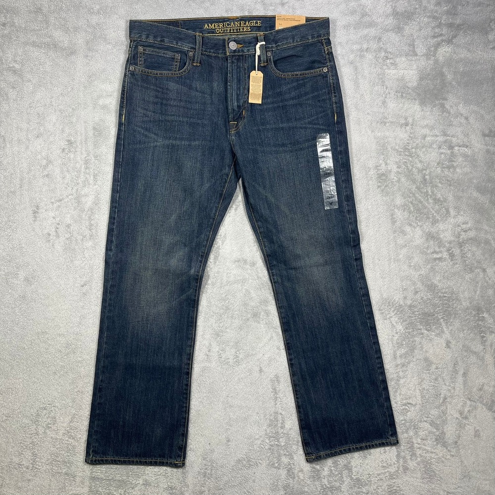 American‎ Eagle Original Bootcut Jeans Mens 33x32 Blue Medium Whisker Wash